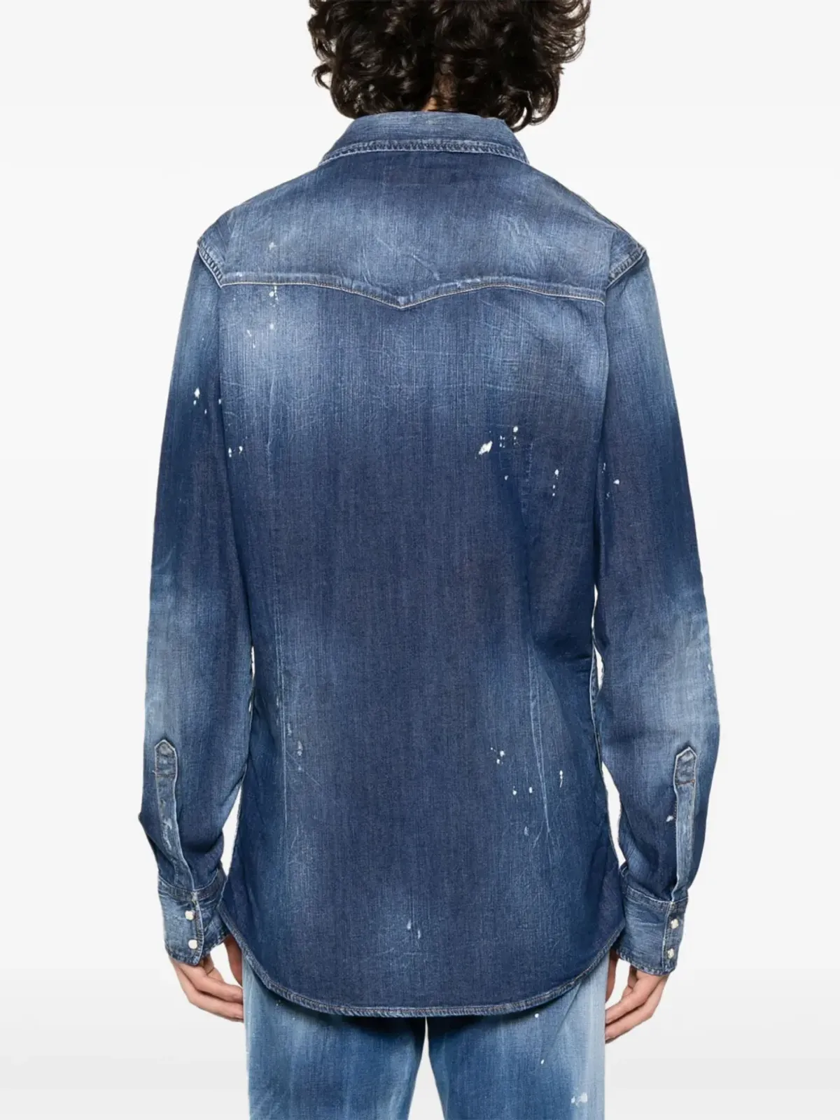 DSQUARED2 ペイントスプラター デニムシャツ ブルー - 画像4