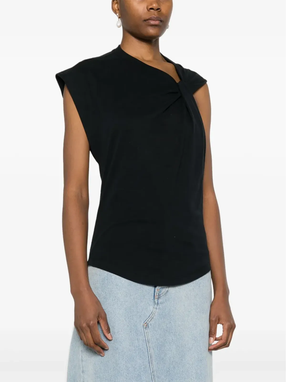 ISABEL MARANT Nayda アシンメトリック Tシャツ - ブラック - 画像3
