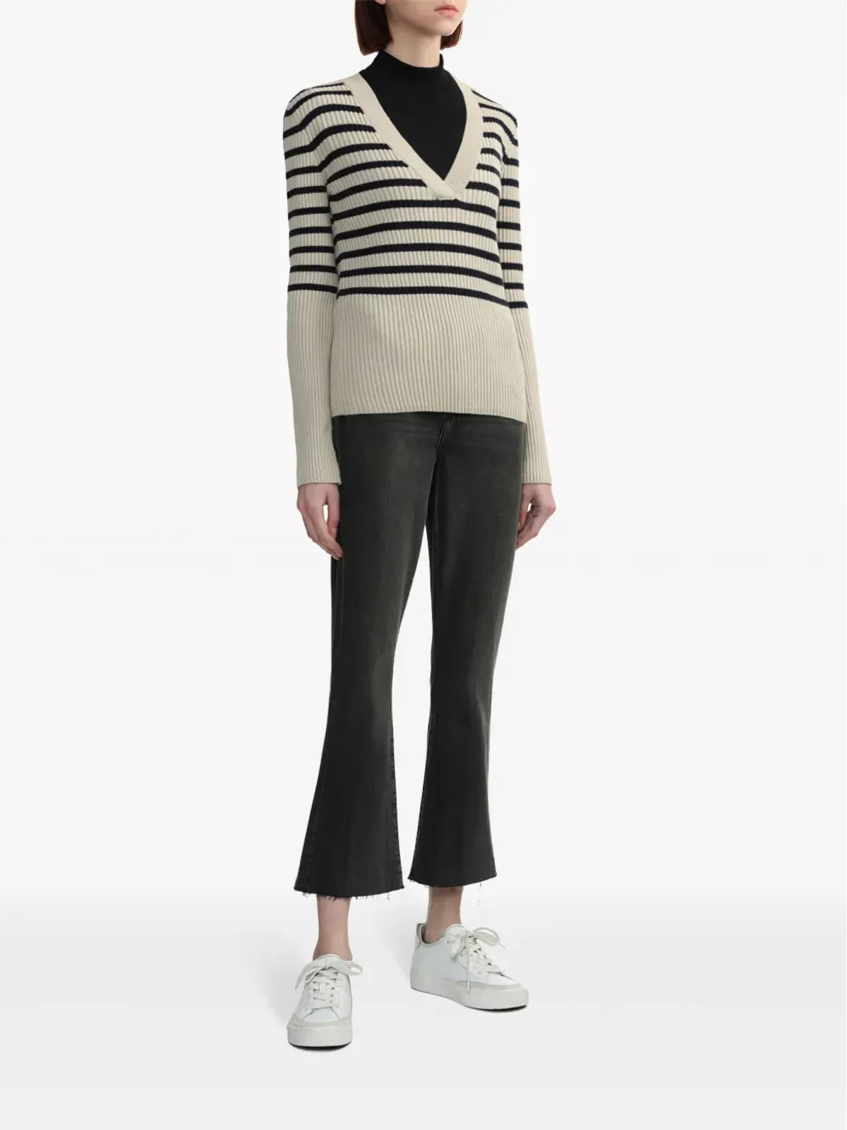 A.P.C. ストライプ柄リブ編みニットセーター - ホワイト - 画像2