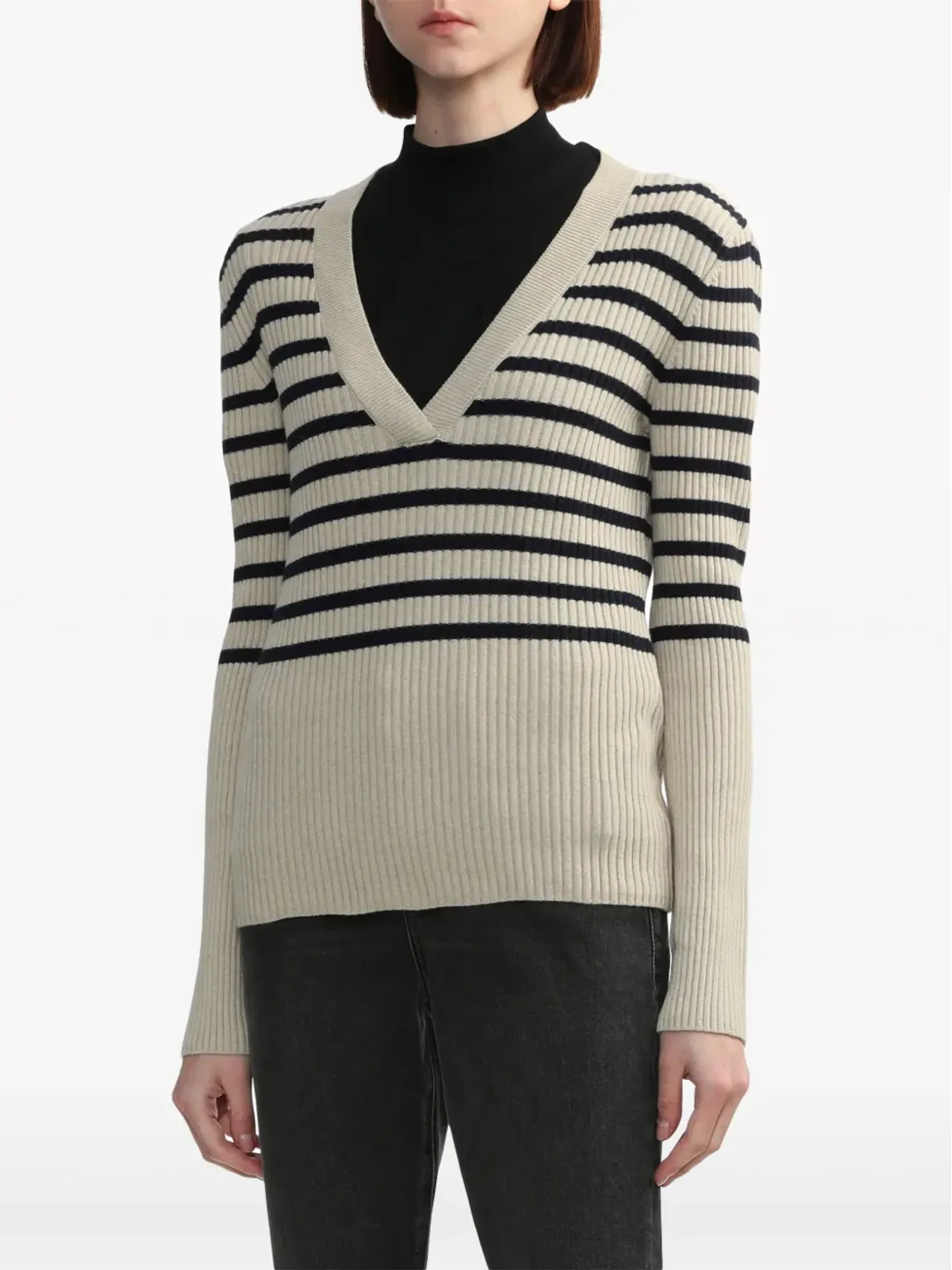 A.P.C. ストライプ柄リブ編みニットセーター - ホワイト - 画像3