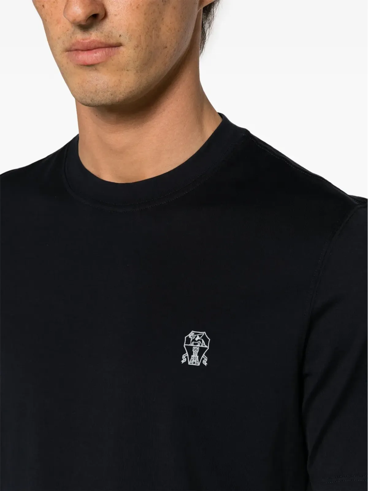 Brunello Cucinelli ロゴプリント コットンTシャツ - ブルー - 画像5