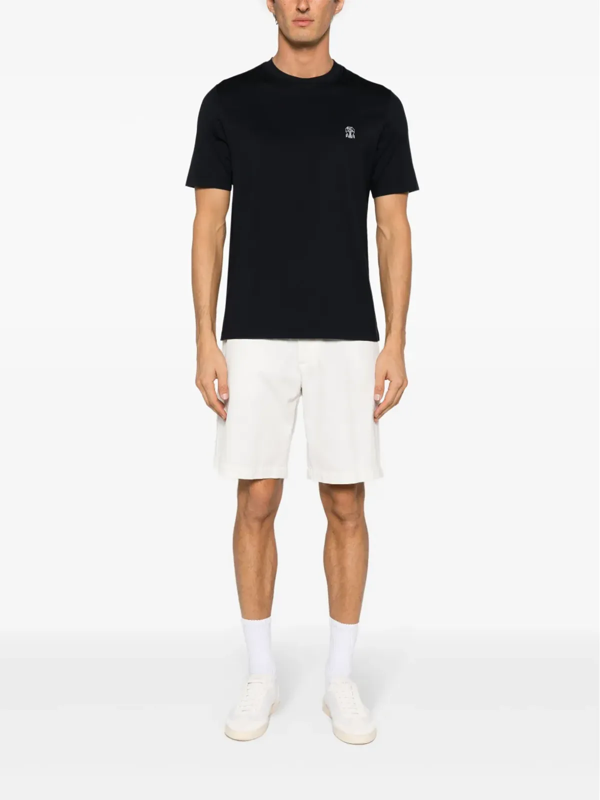 Brunello Cucinelli ロゴプリント コットンTシャツ - ブルー - 画像2