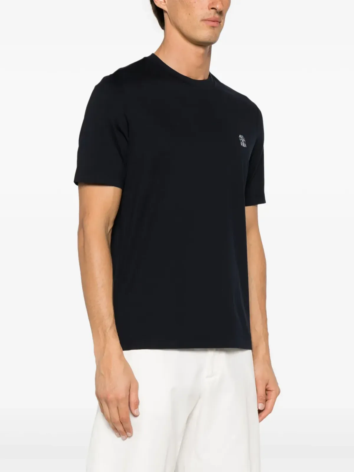 Brunello Cucinelli ロゴプリント コットンTシャツ - ブルー - 画像3