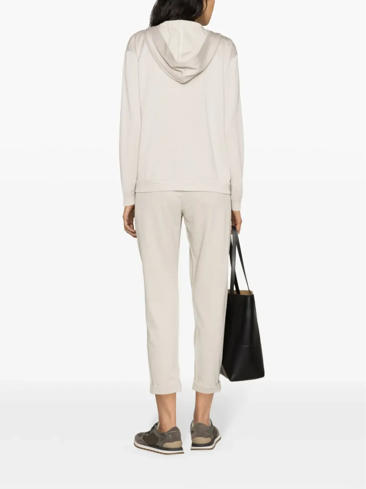 Brunello Cucinelli モニリビーズ装飾ジップフーディ - ニュートラルカラー - 画像4