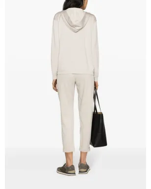 Brunello Cucinelli モニリビーズ装飾ジップフーディ - ニュートラルカラー - サムネイル4