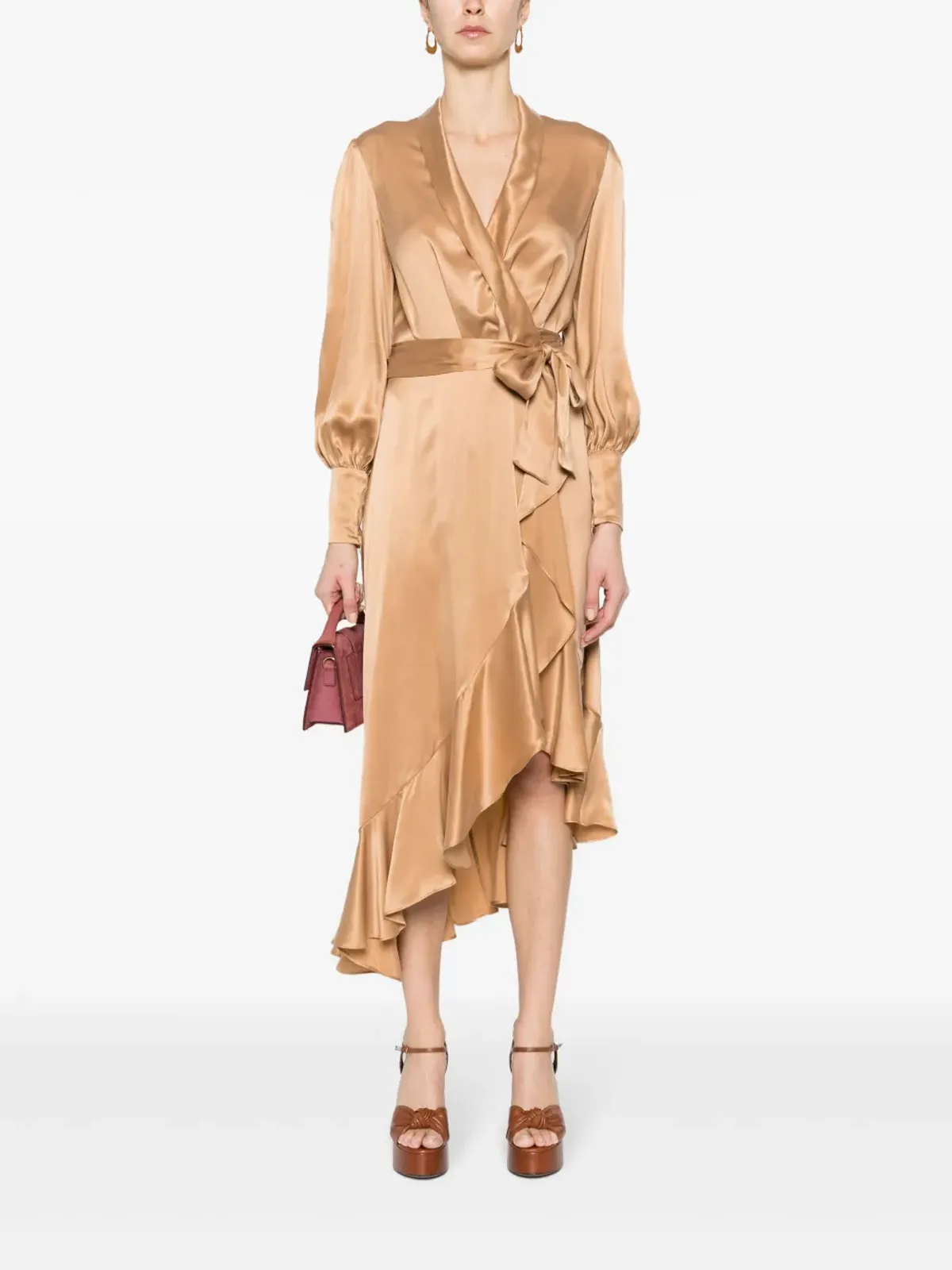 ZIMMERMANN 長袖ラップシルクミディドレス - 画像2