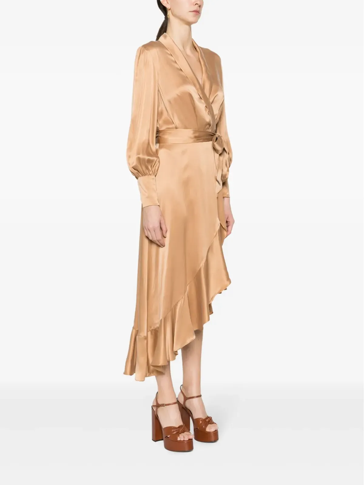 ZIMMERMANN 長袖ラップシルクミディドレス - 画像3