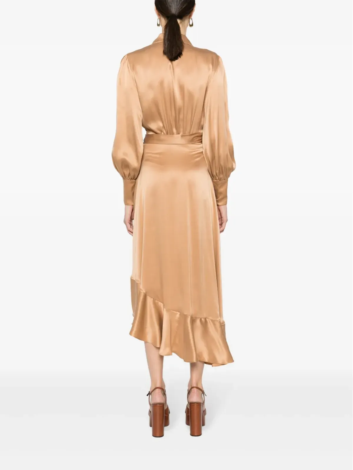 ZIMMERMANN 長袖ラップシルクミディドレス - 画像4