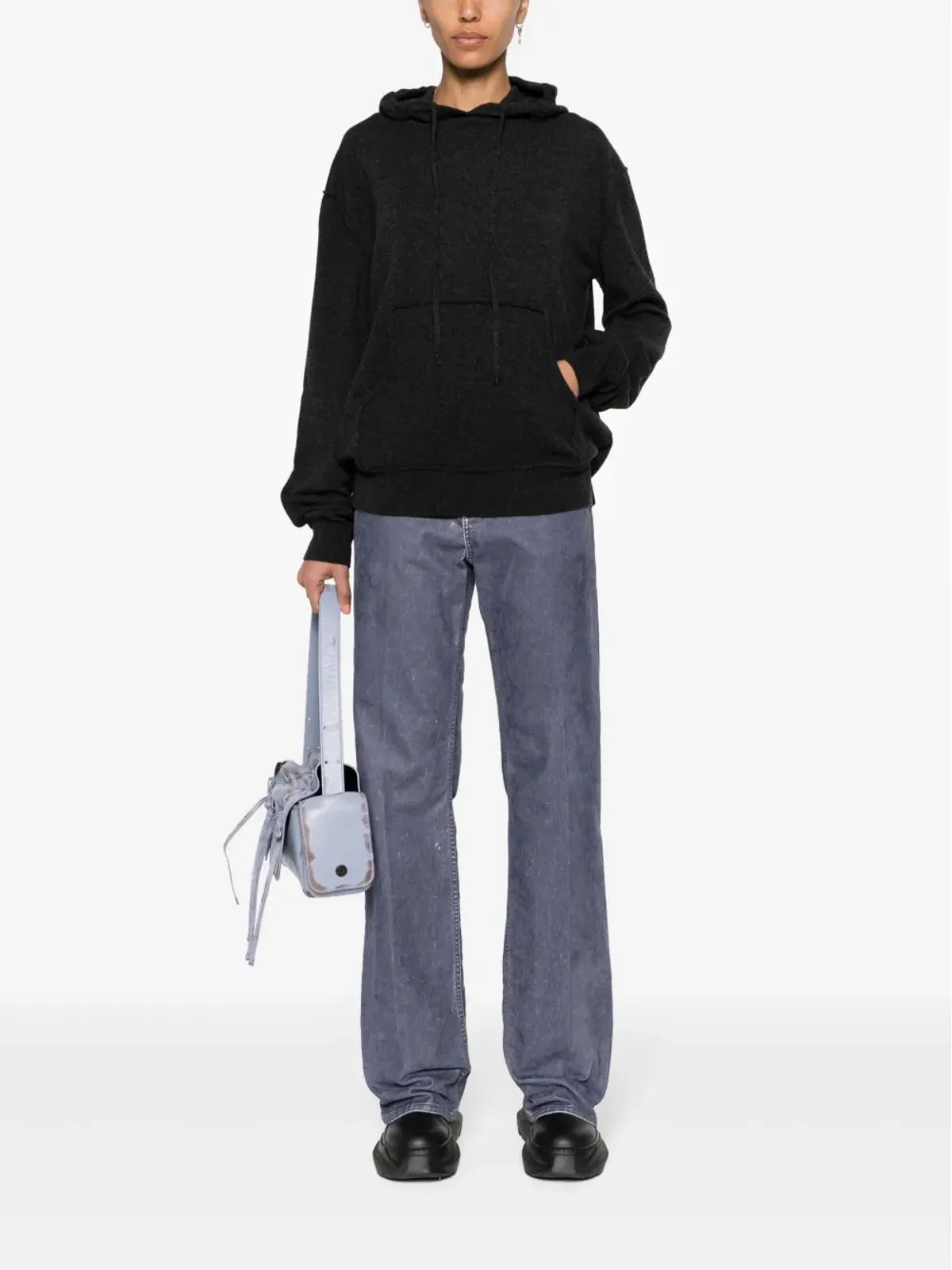 Maison Margiela フォーステッチ ロゴ ウール混紡 フーディ - 画像2
