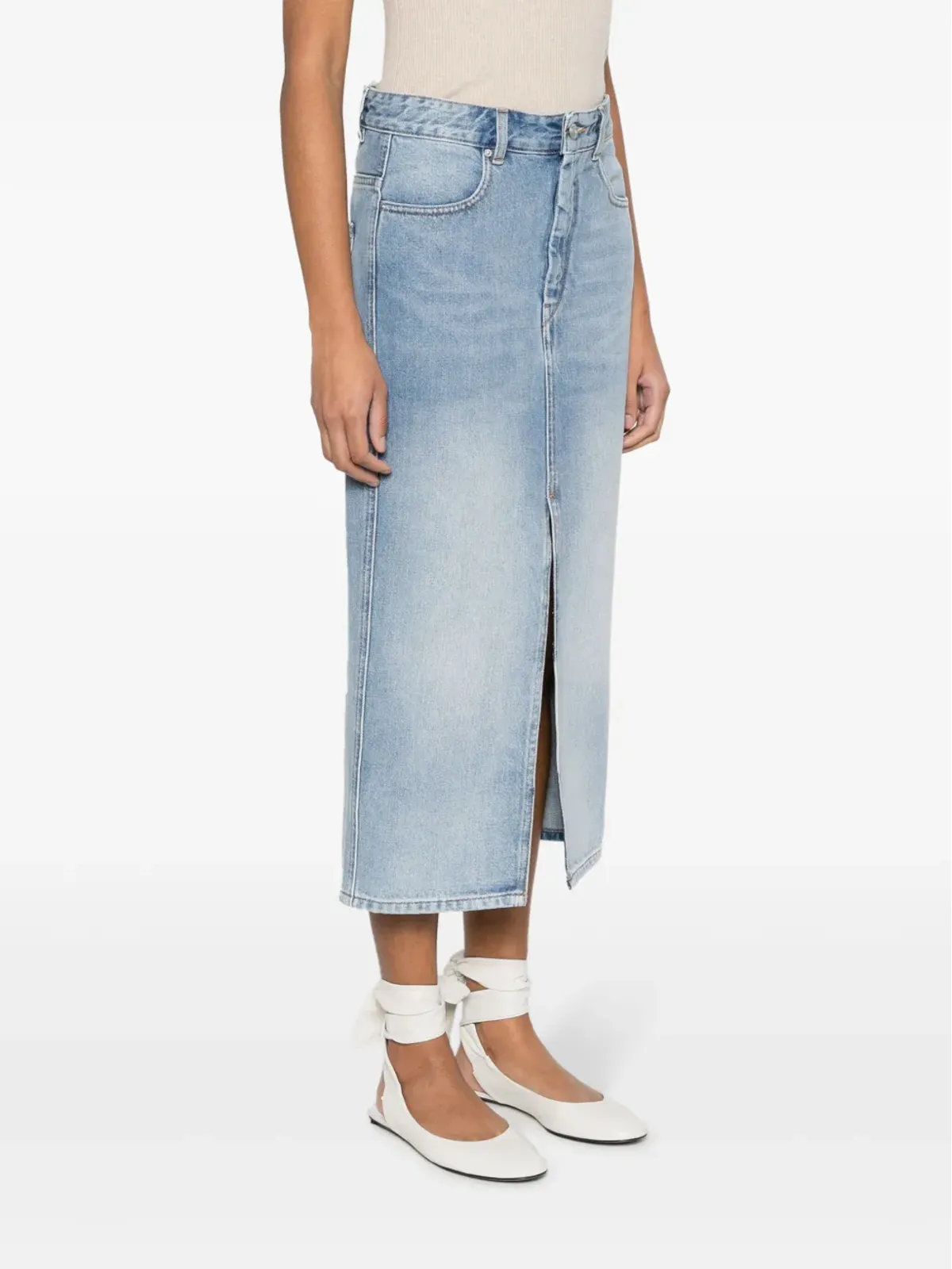 ISABEL MARANT ジュリシア デニム ミディスカート ブルー - 画像3