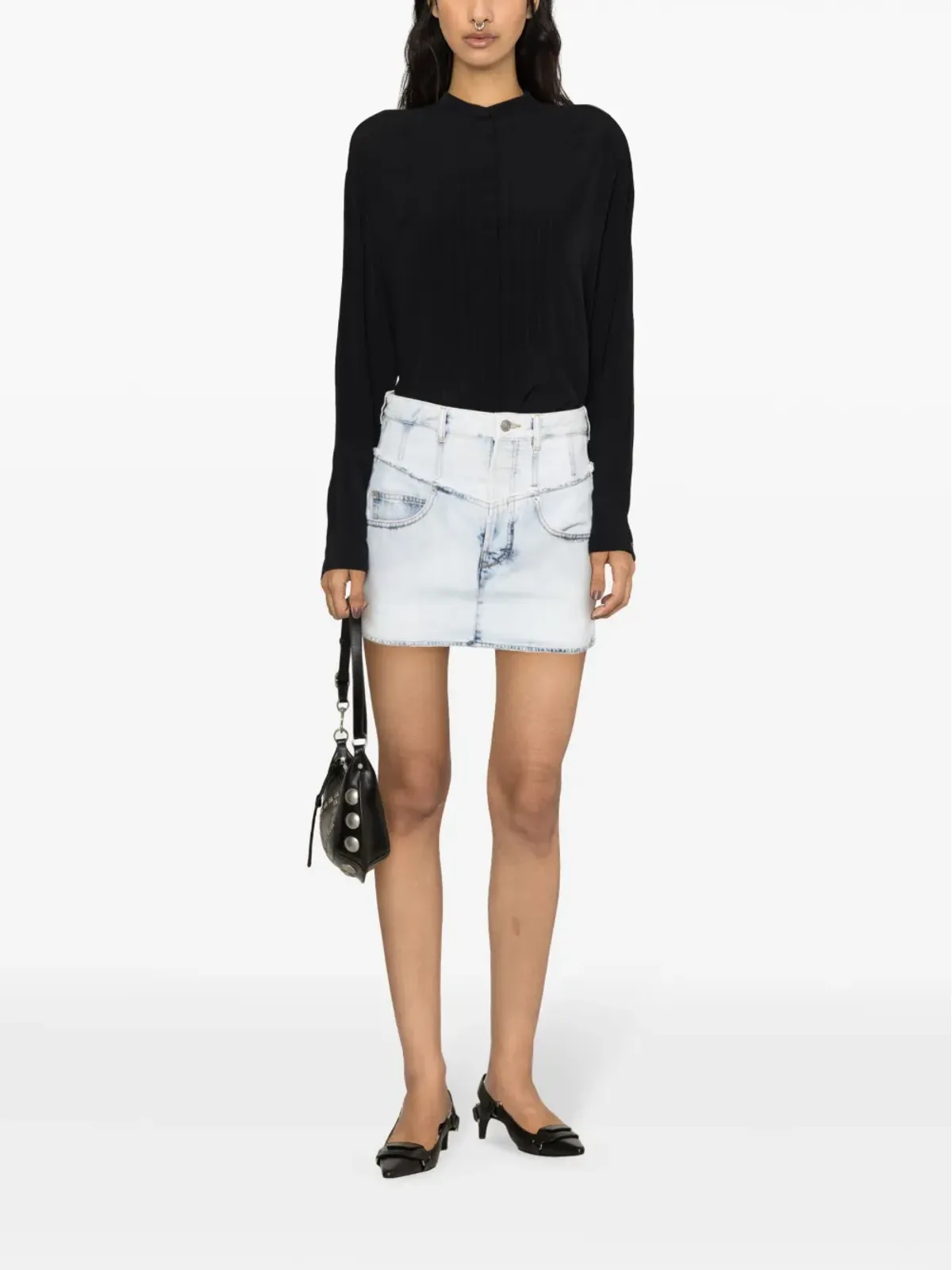 ISABEL MARANT Amel プリーツ入りクレープブラウス - ブラック - 画像2
