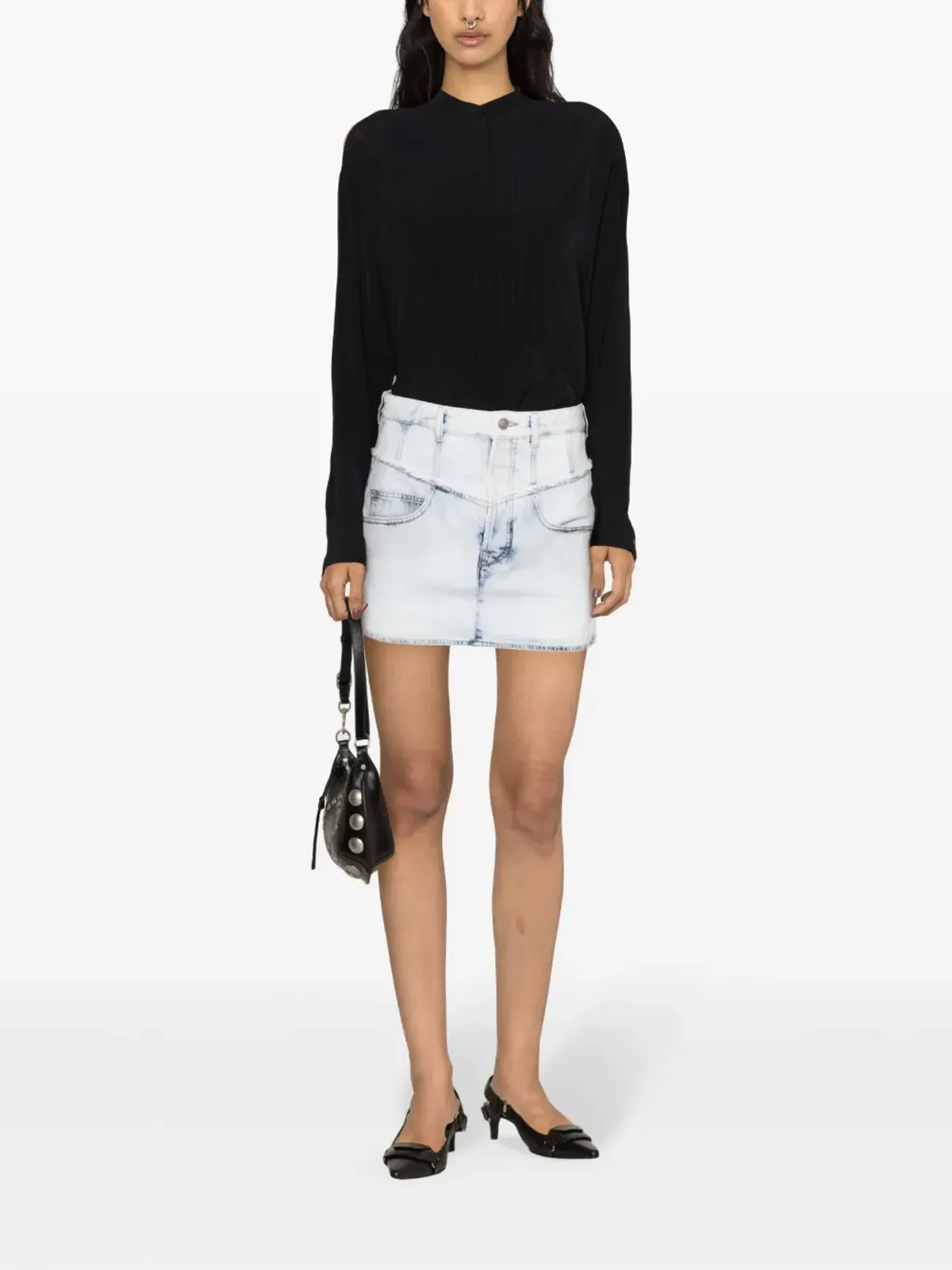 ISABEL MARANT Narjis ほつれ加工デニムミニスカート - ブルー - 画像2