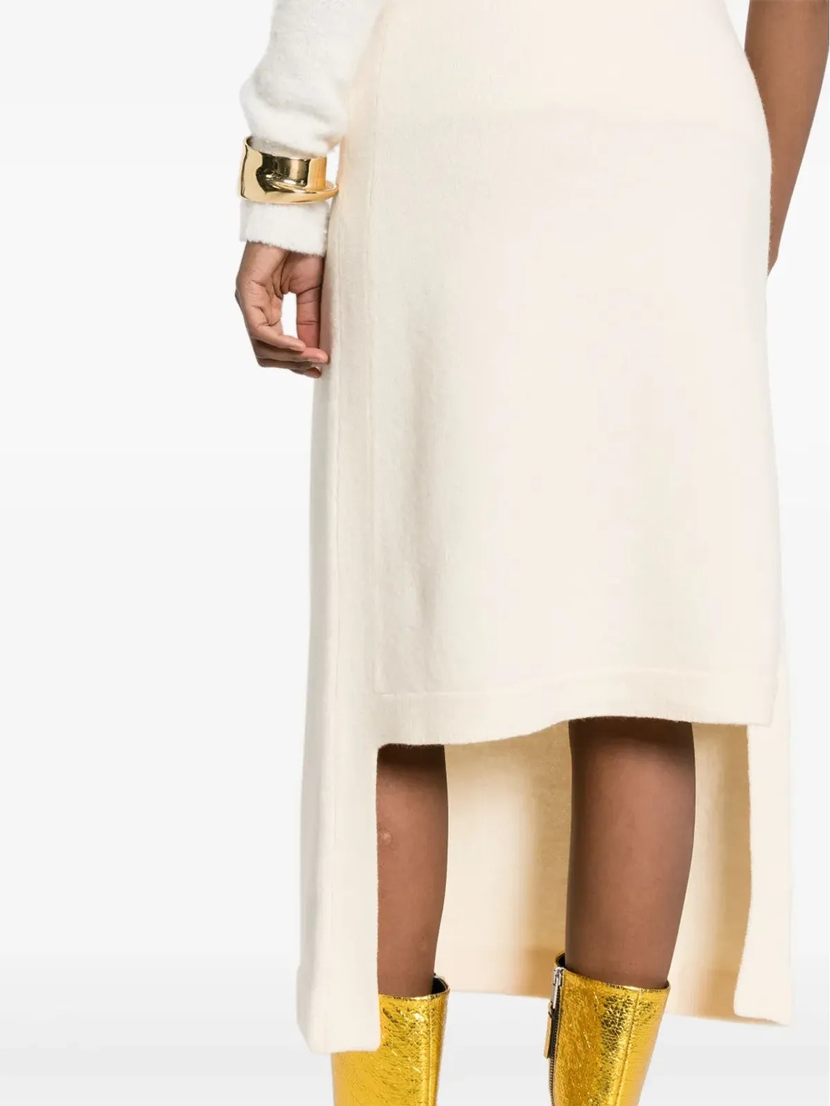 Jil Sander アシンメトリック ウール ミディスカート - ナチュラルカラー - 画像5