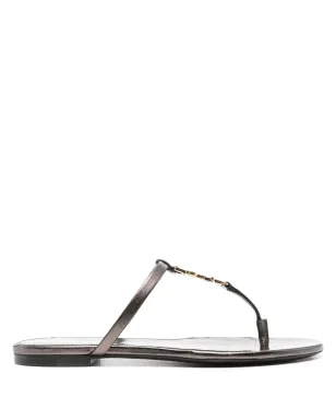 Saint Laurent カサンドラ レザー フリップフロップ - ブラウン - サムネイル1