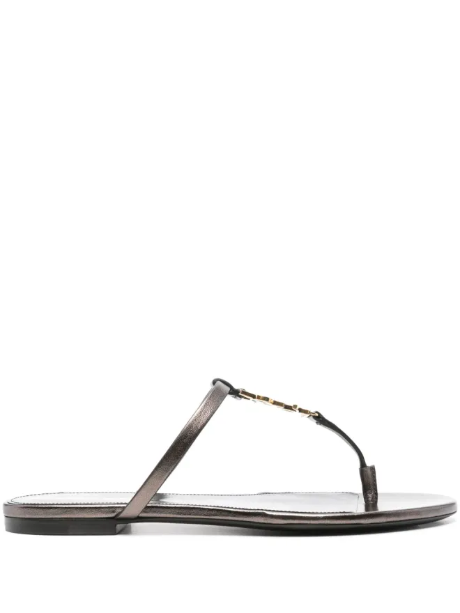 Saint Laurent Saint Laurent カサンドラ レザー フリップフロップ - ブラウンの商品画像