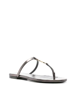 Saint Laurent カサンドラ レザー フリップフロップ - ブラウン - サムネイル2