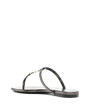 Saint Laurent カサンドラ レザー フリップフロップ - ブラウン - サムネイル3
