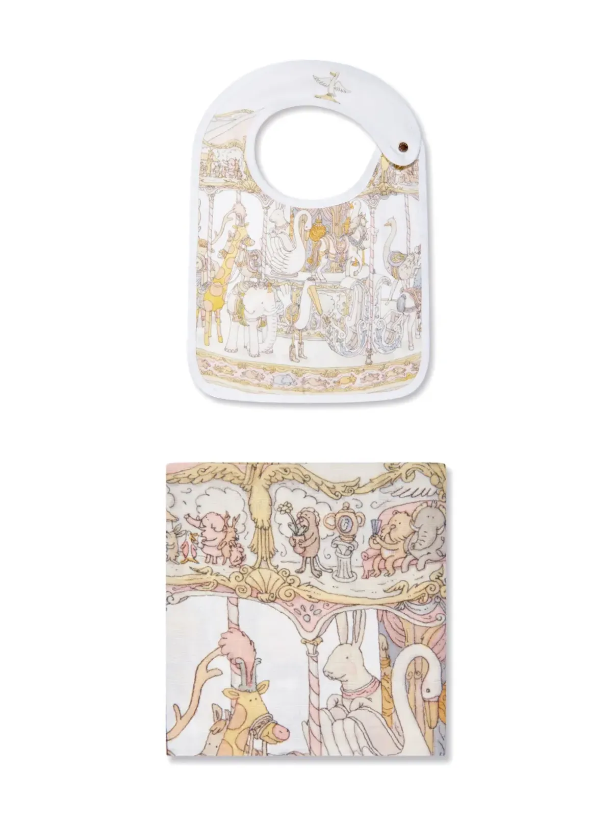 Atelier Choux Carré & Satin Carousel ビブセット（2枚組） - White - 画像1
