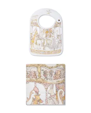 Atelier Choux Carré & Satin Carousel ビブセット（2枚組） - White - サムネイル1