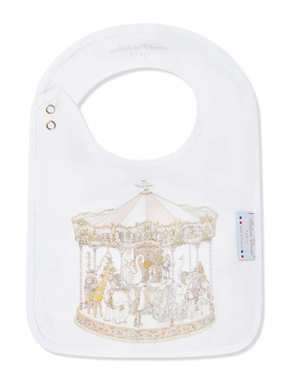 Atelier Choux Carré & Satin Carousel ビブセット（2枚組） - White - 画像3