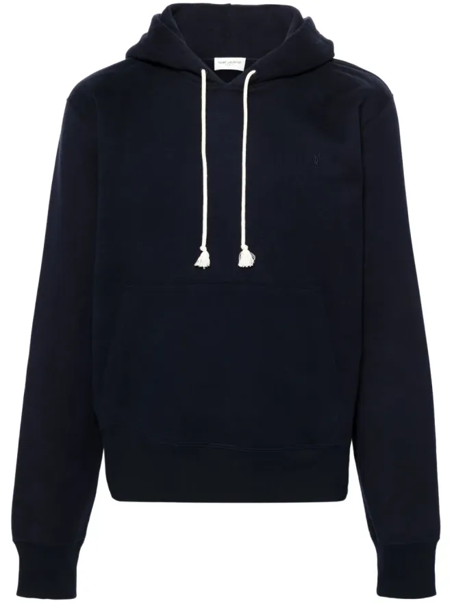 Saint Laurent Saint Laurent Cassandre刺繍入りコットンフーディ ブルーの商品画像