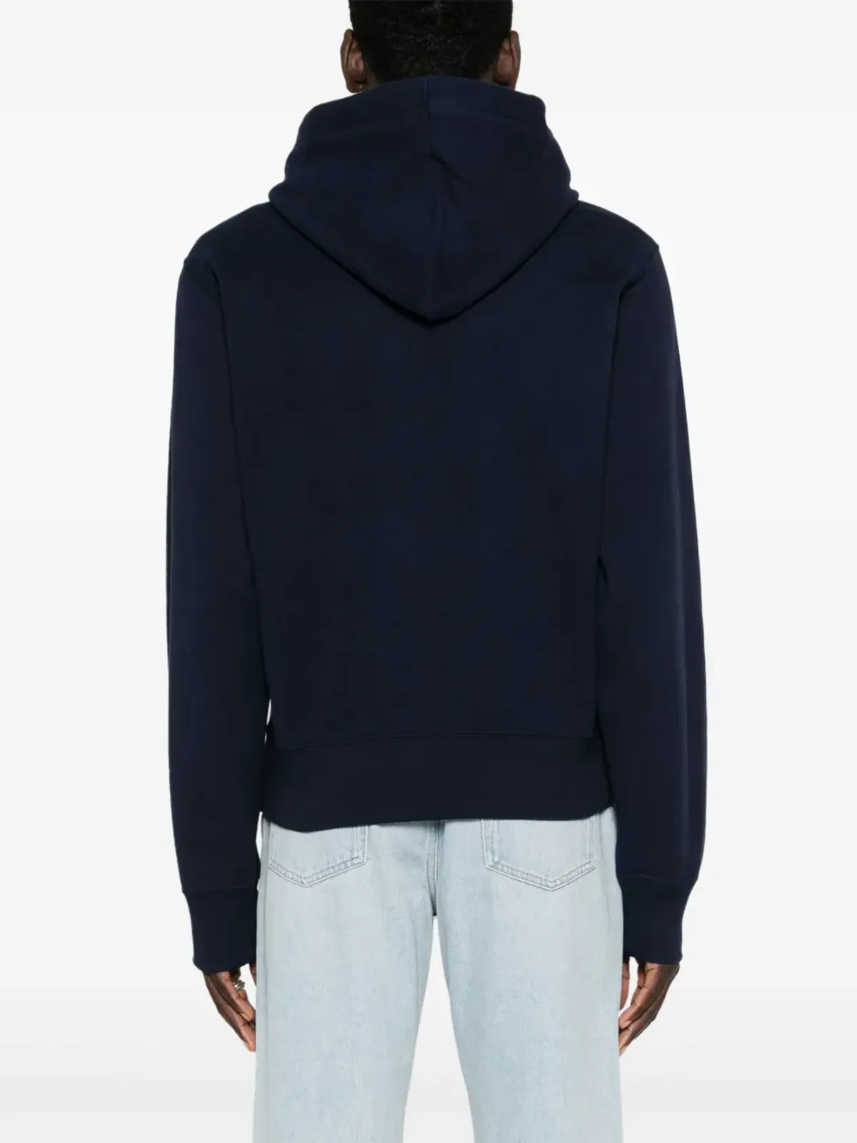Saint Laurent Cassandre刺繍入りコットンフーディ ブルー - 画像4