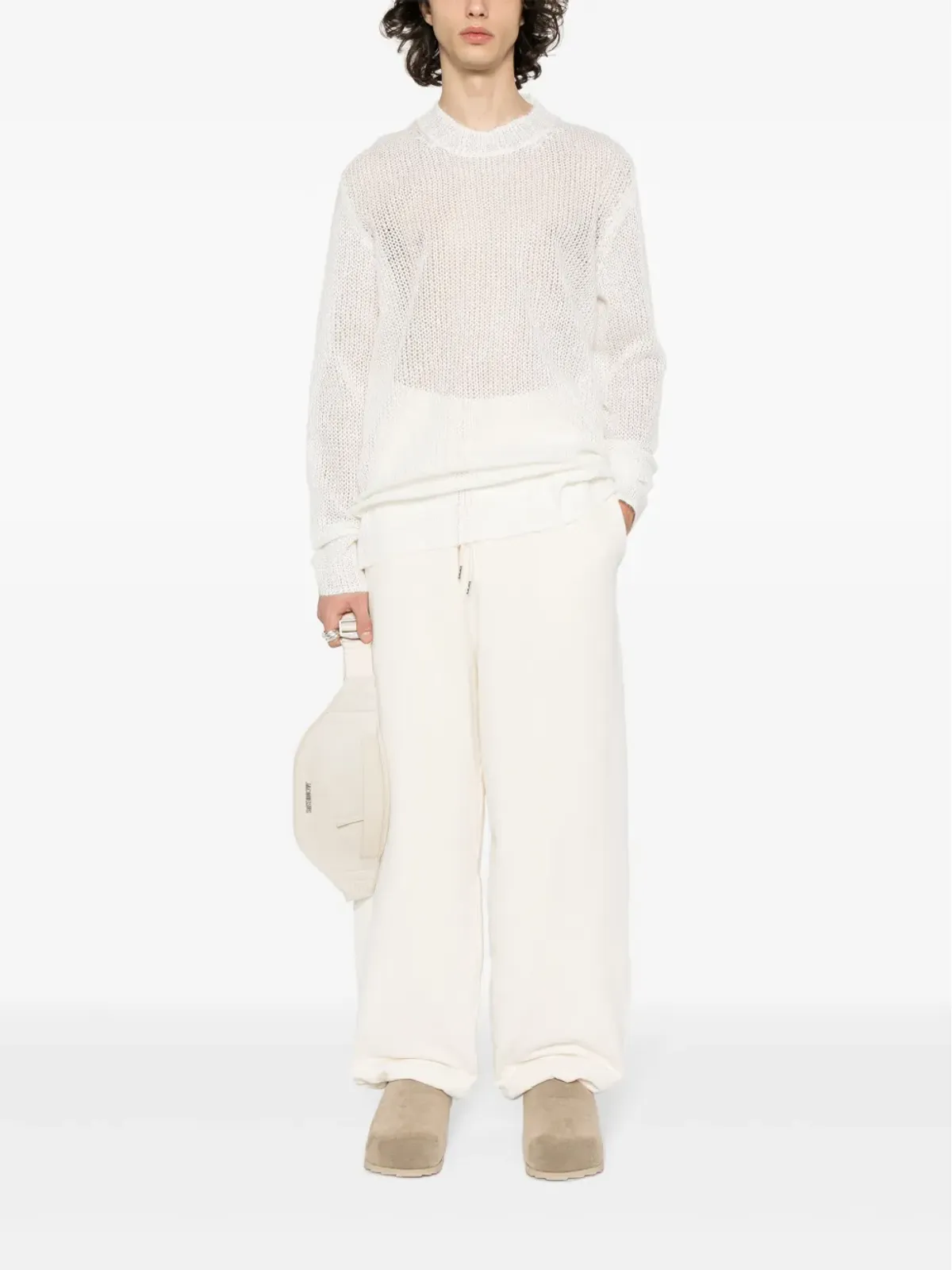 Jil Sander ロゴ入りインターシャ コットンニットセーター - 画像2