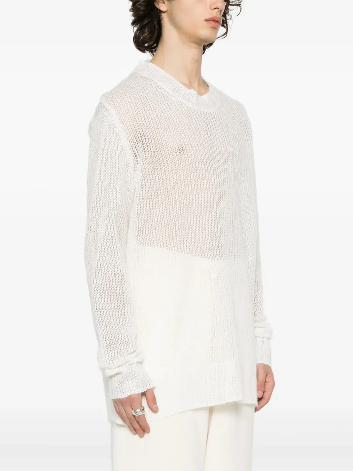 Jil Sander ロゴ入りインターシャ コットンニットセーター - 画像3