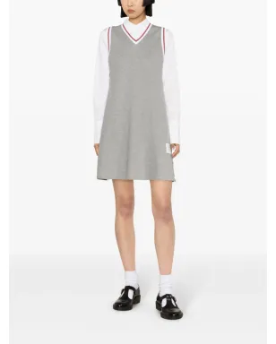 Thom Browne ストライプトリム コットン ミニドレス - グレー - サムネイル2