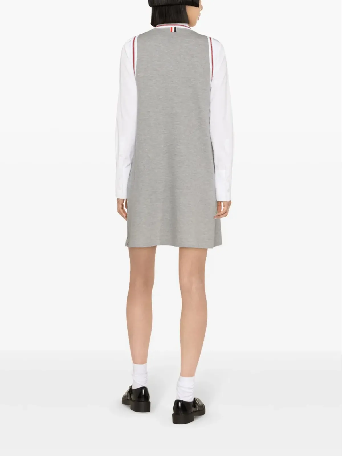 Thom Browne ストライプトリム コットン ミニドレス - グレー - 画像4