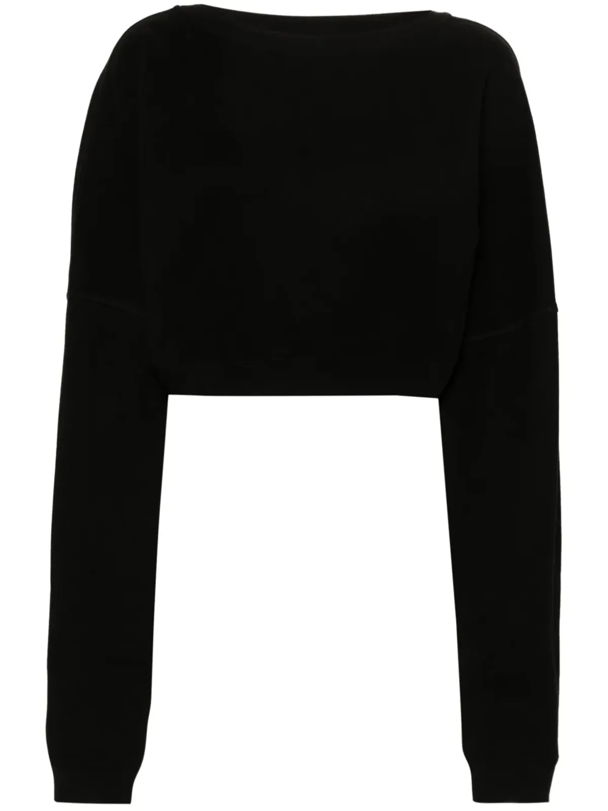 Saint Laurent クロップド コットン スウェットシャツ - ブラック - 画像1