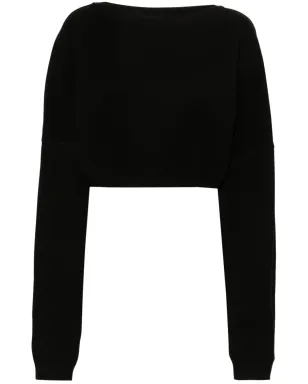 Saint Laurent クロップド コットン スウェットシャツ - ブラック - サムネイル1
