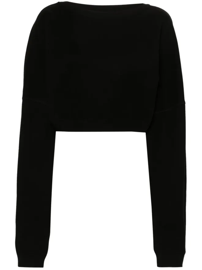 Saint Laurent Saint Laurent クロップド コットン スウェットシャツ - ブラックの商品画像