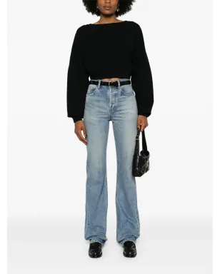 Saint Laurent クロップド コットン スウェットシャツ - ブラック - サムネイル2