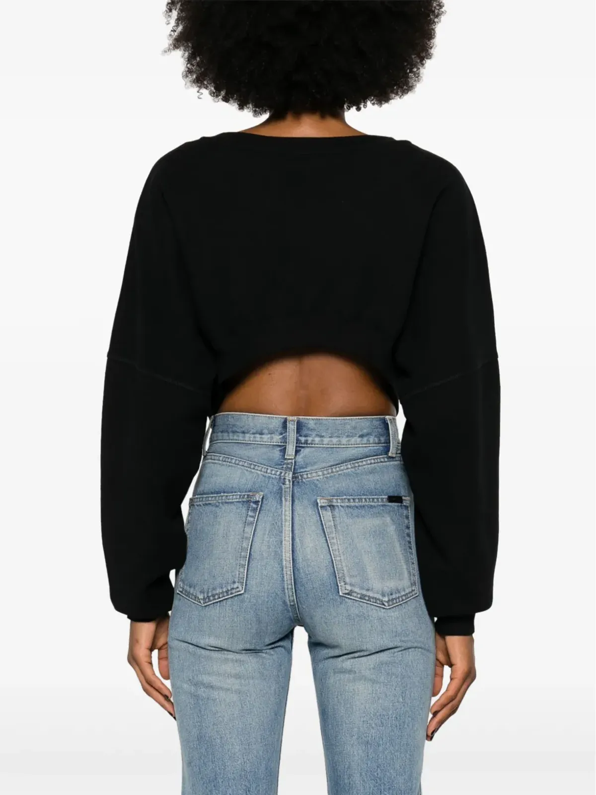 Saint Laurent クロップド コットン スウェットシャツ - ブラック - 画像4