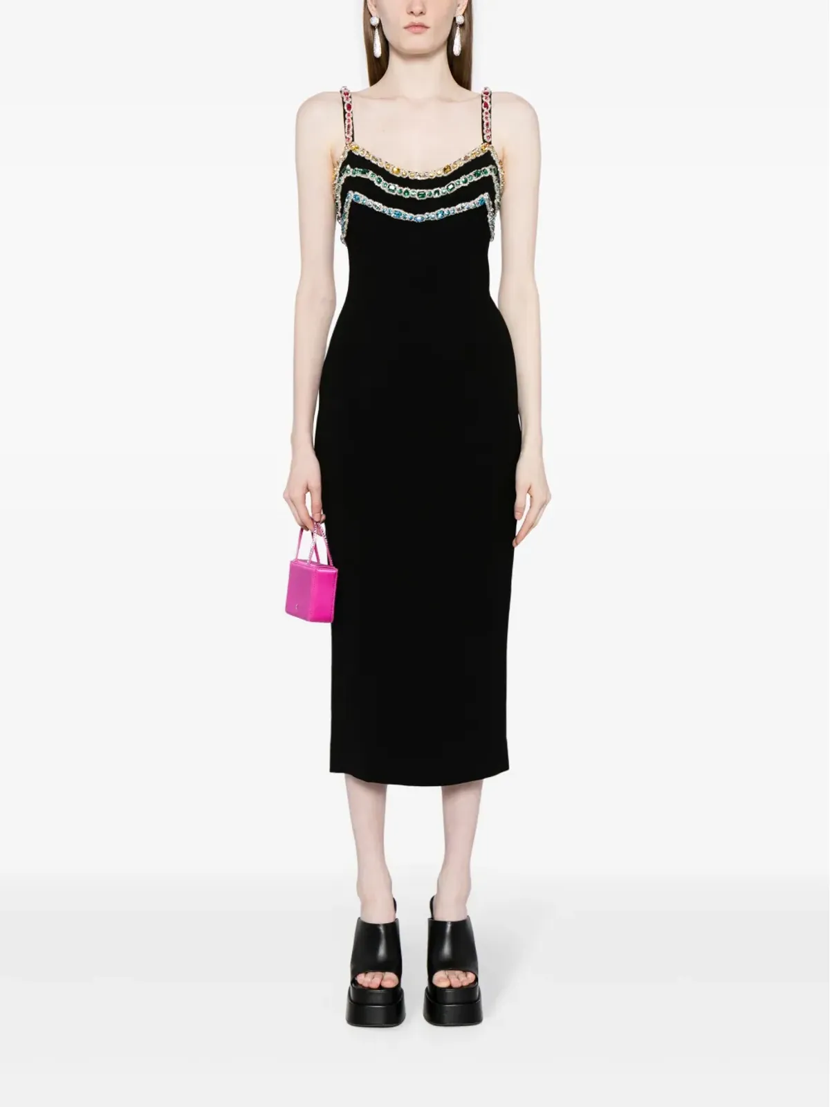 Zuhair Murad クリスタルビジュー付きカディミディドレス ブラック - 画像2