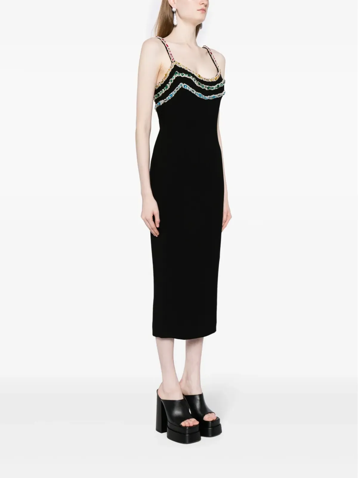 Zuhair Murad クリスタルビジュー付きカディミディドレス ブラック - 画像3