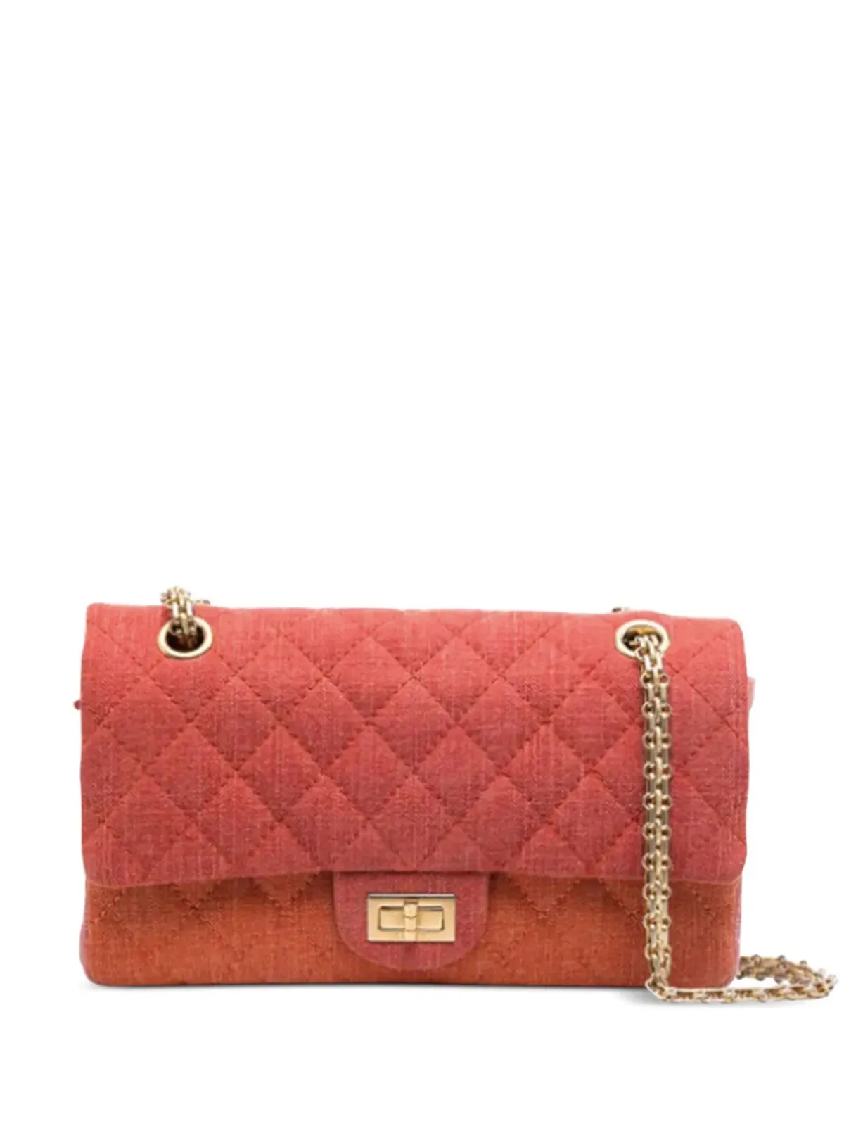 ビンテージ CHANEL バッグ 2.55 キルトキャンバス ショルダーバッグ オレンジ - 画像1