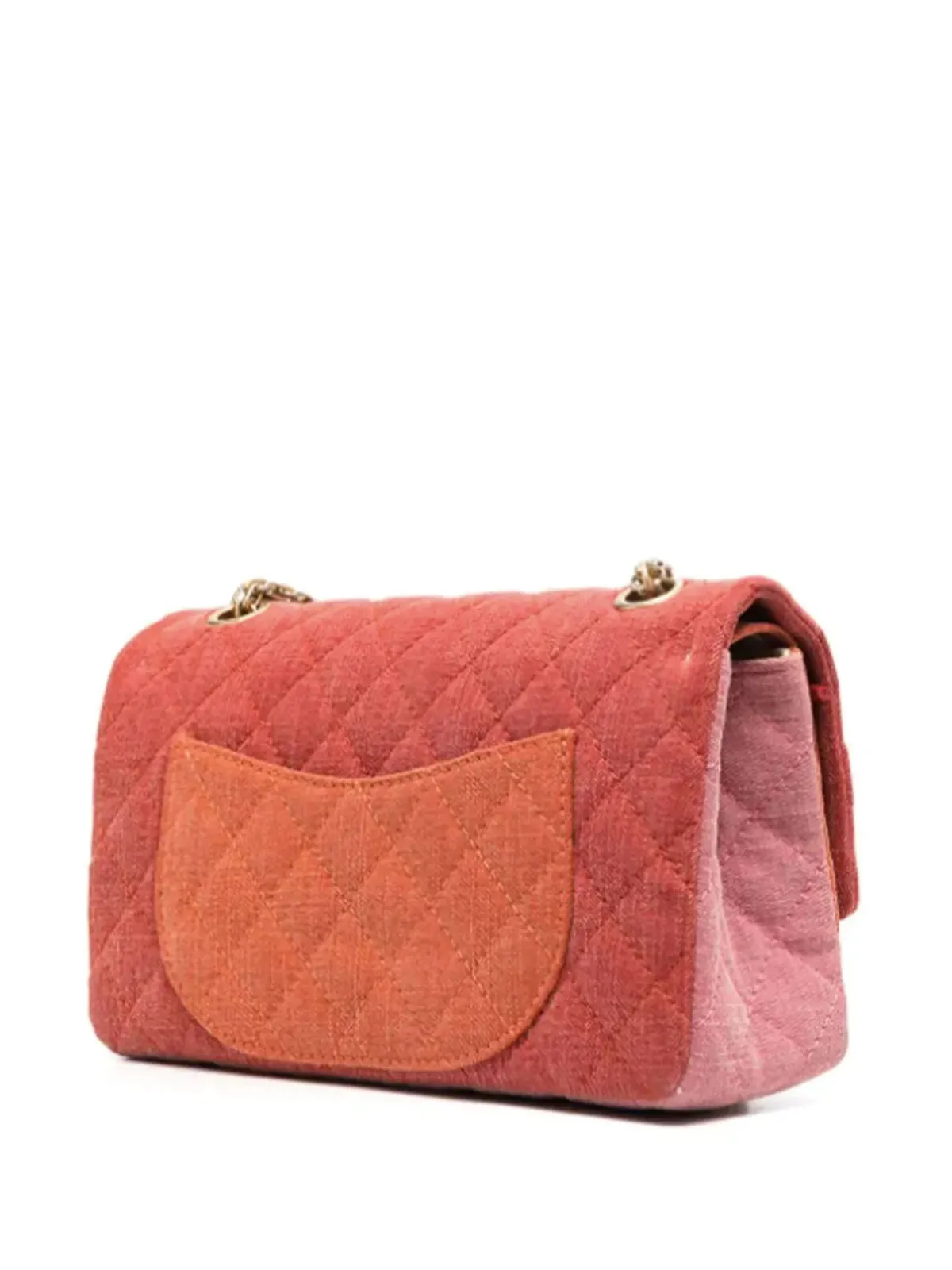 ビンテージ CHANEL バッグ 2.55 キルトキャンバス ショルダーバッグ オレンジ - 画像2