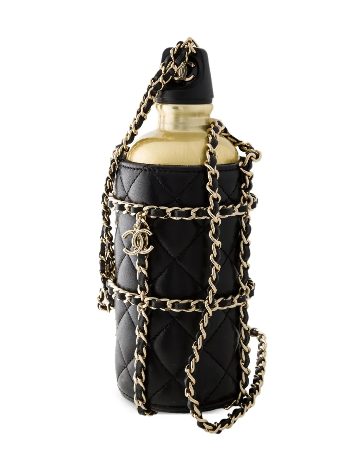 CHANEL ビンテージ 2019 CC レザー ウォーターボトル バッグ - ブラック - 画像2