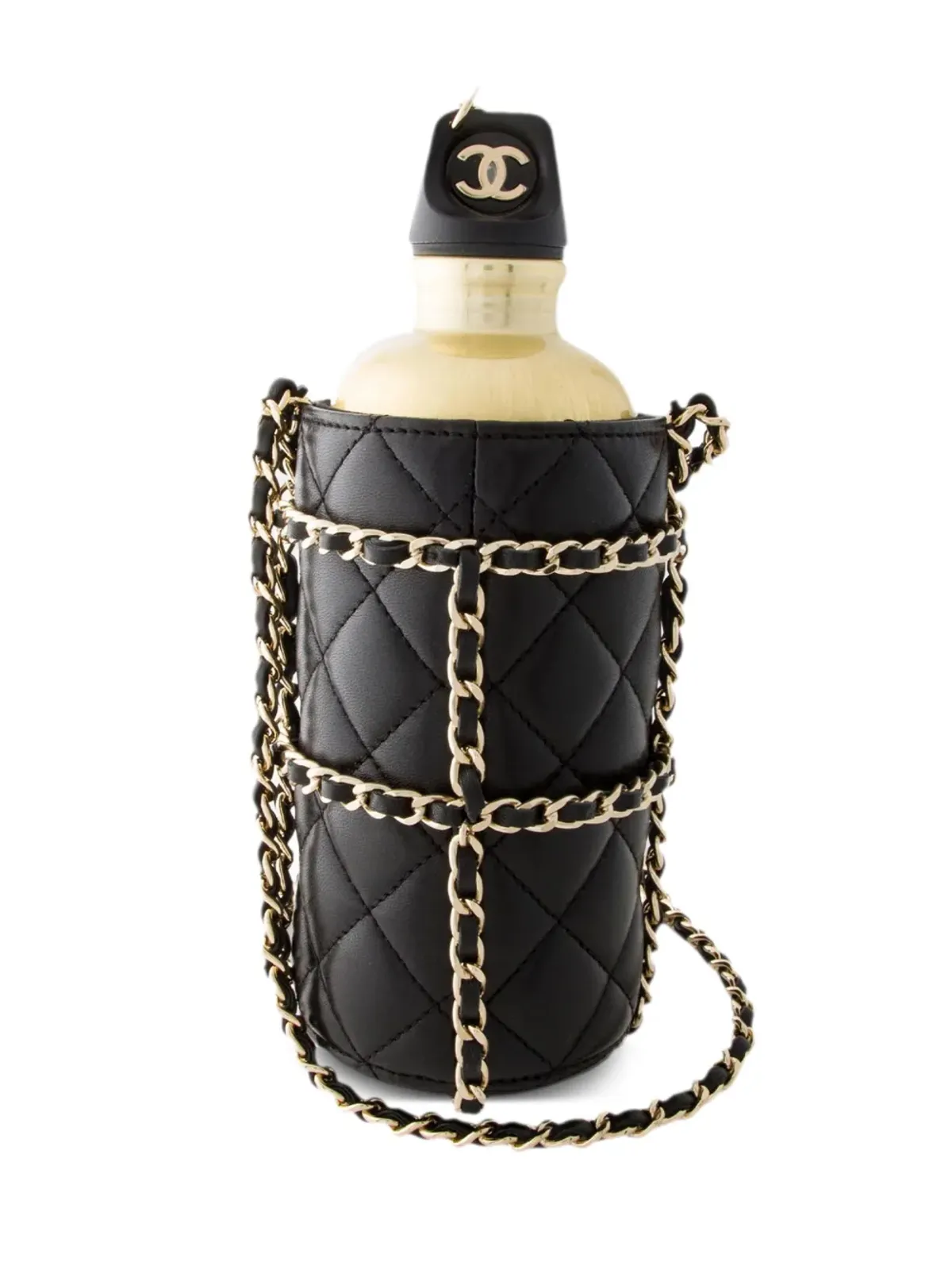 CHANEL ビンテージ 2019 CC レザー ウォーターボトル バッグ - ブラック - 画像3