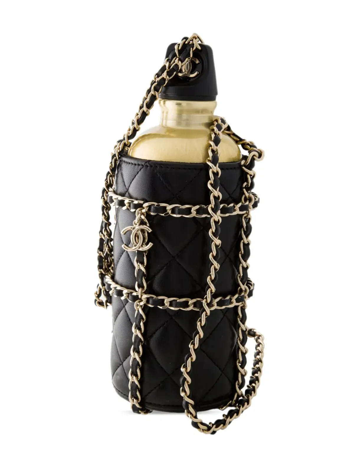 CHANEL ビンテージ 2019 CC レザー ウォーターボトル バッグ - ブラック - 画像4
