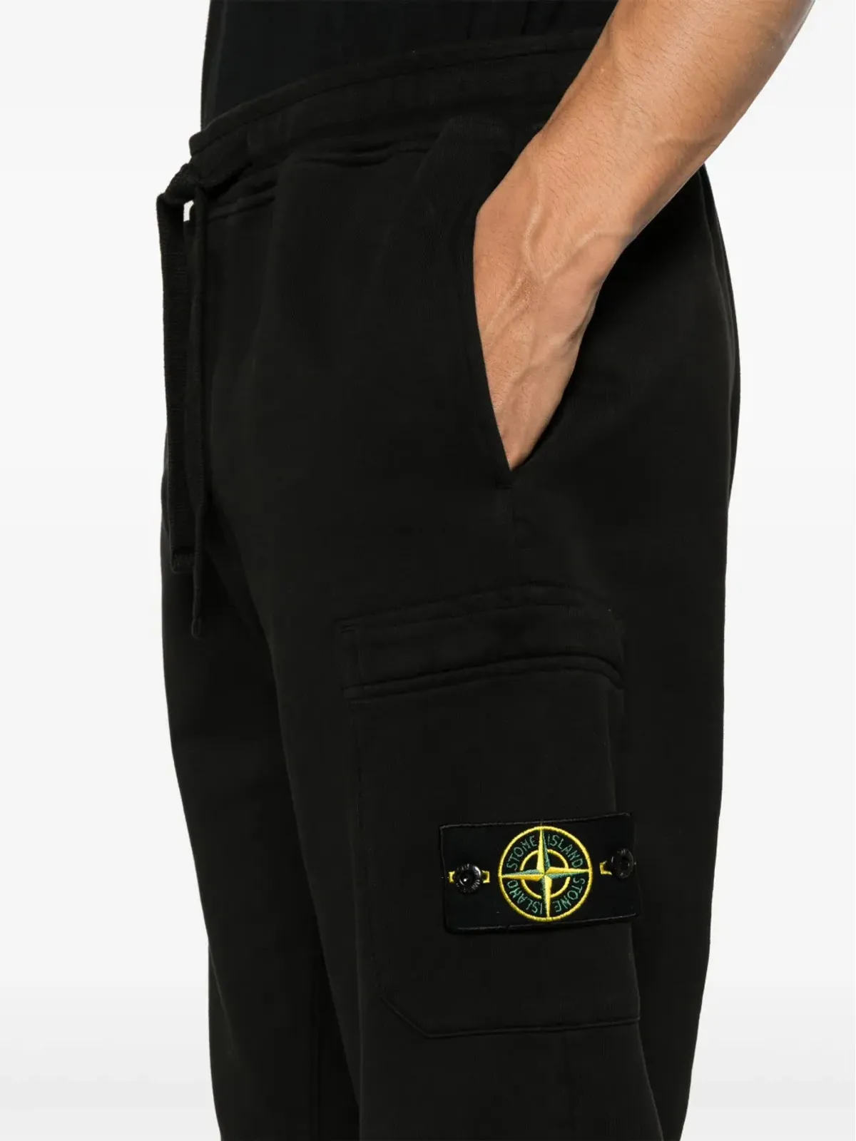 Stone Island コンパスアップリケ付きコットン・トラックパンツ - ブラック - 画像5