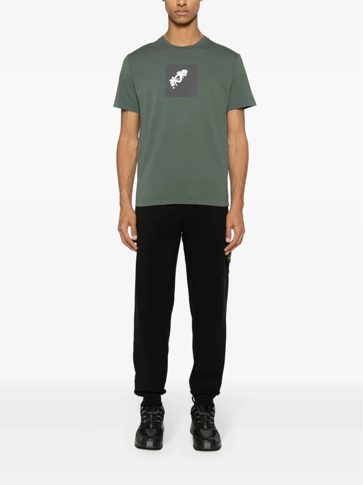Stone Island コンパスアップリケ付きコットン・トラックパンツ - ブラック - 画像2