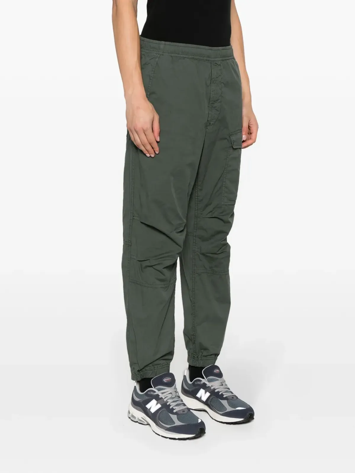 Stone Island コンパスバッジ テーパードパンツ - グリーン - 画像3