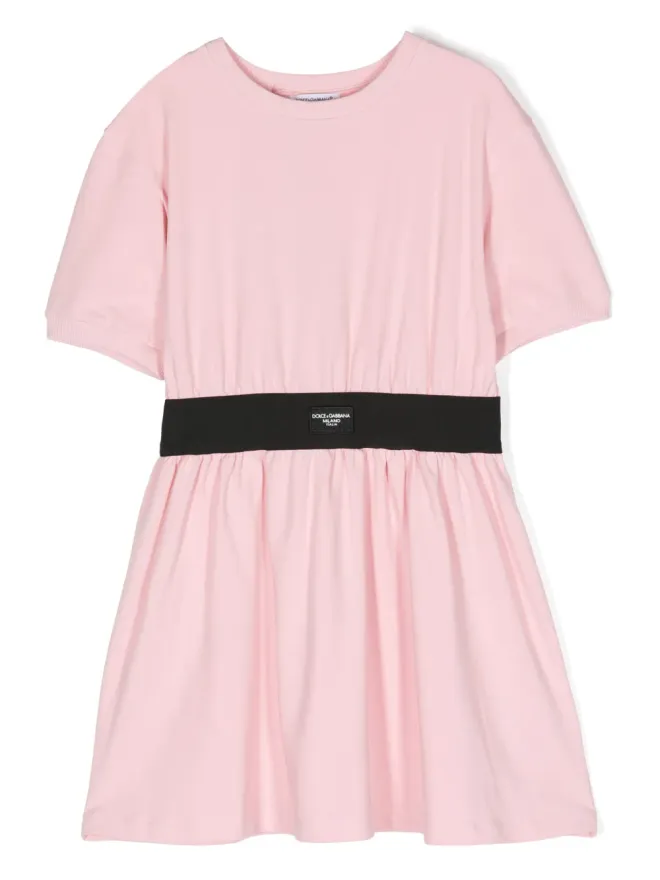 Dolce & Gabbana Kids Dolce & Gabbana Kids ロゴアップリケ入りジャージードレス ピンクの商品画像