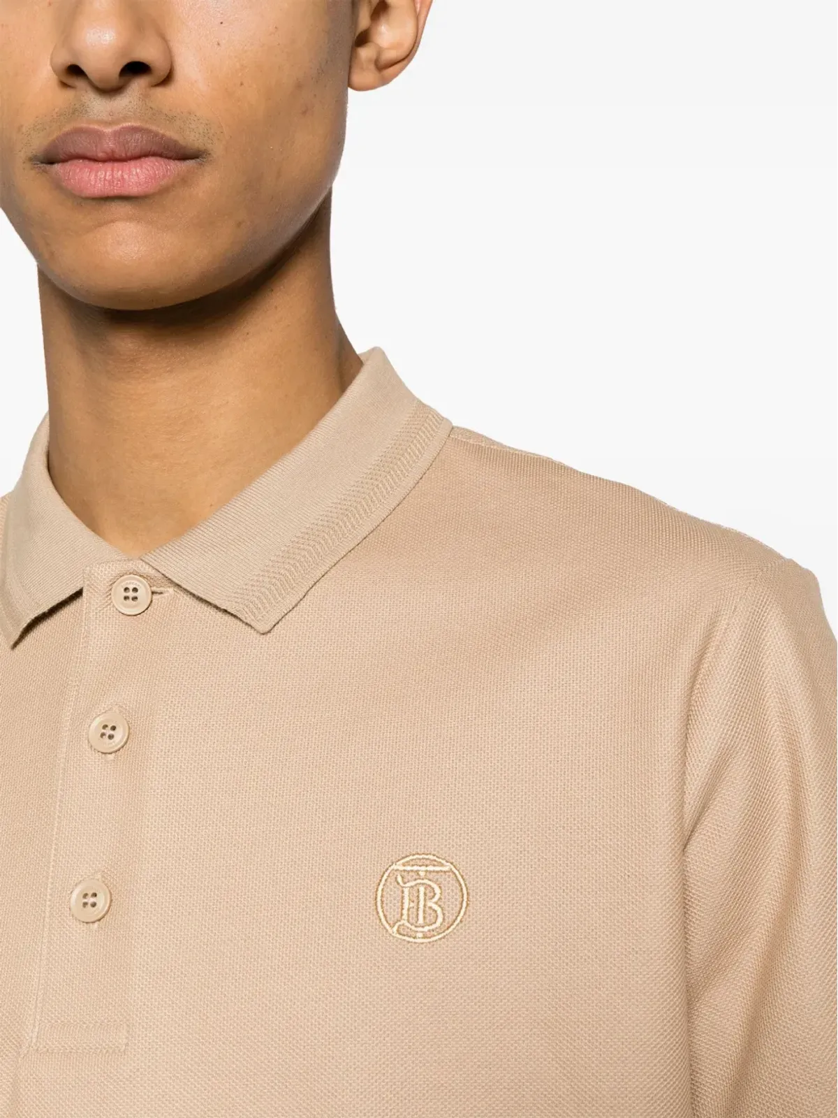 Burberry 刺繍ロゴ コットン ポロシャツ - ベージュ系 - 画像5