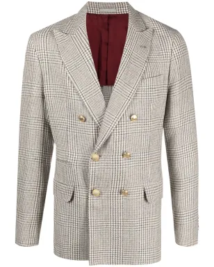 Brunello Cucinelli プリンスオブウェールズ チェック ブレザー - ホワイト - サムネイル1
