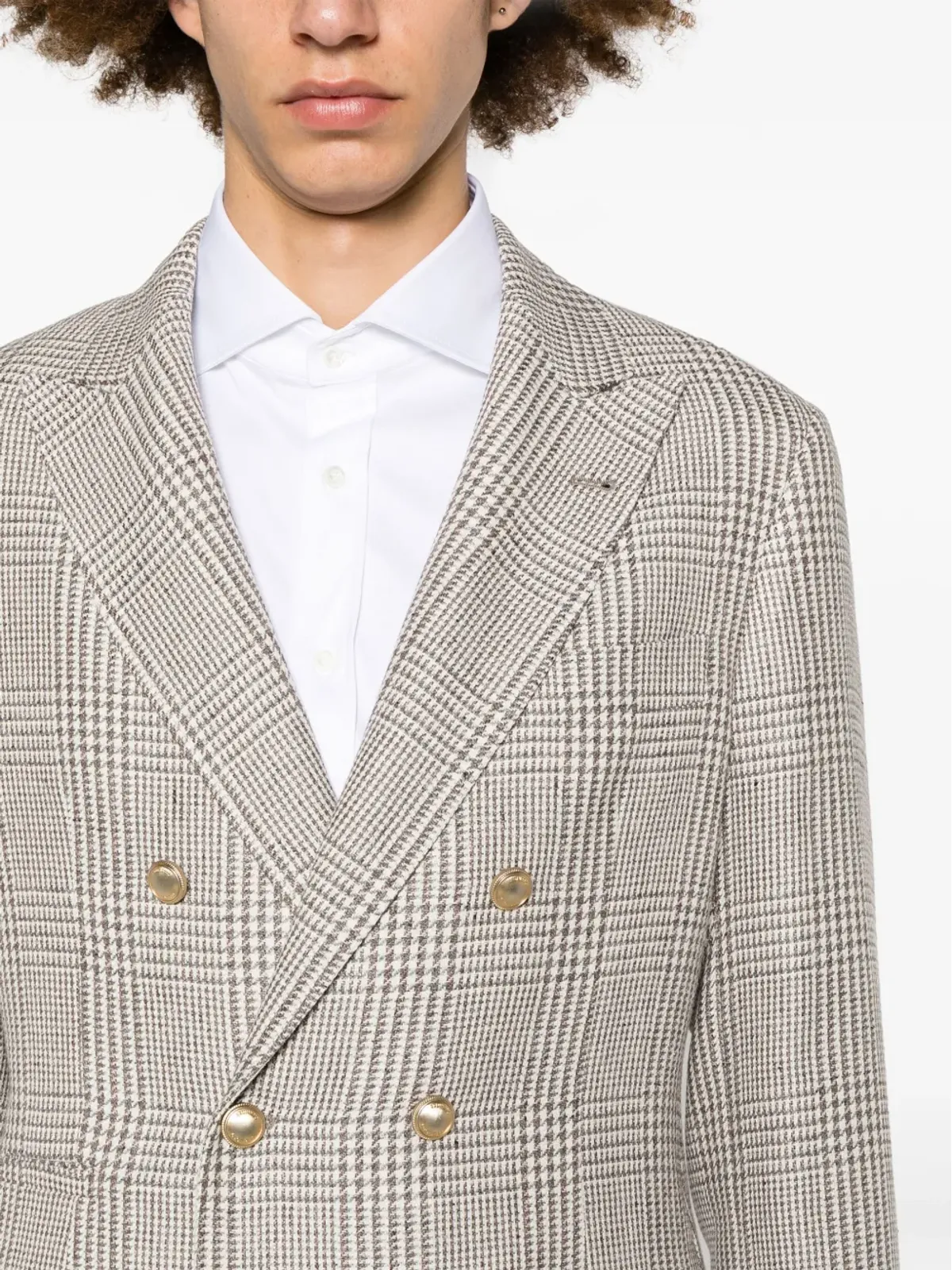 Brunello Cucinelli プリンスオブウェールズ チェック ブレザー - ホワイト - 画像5