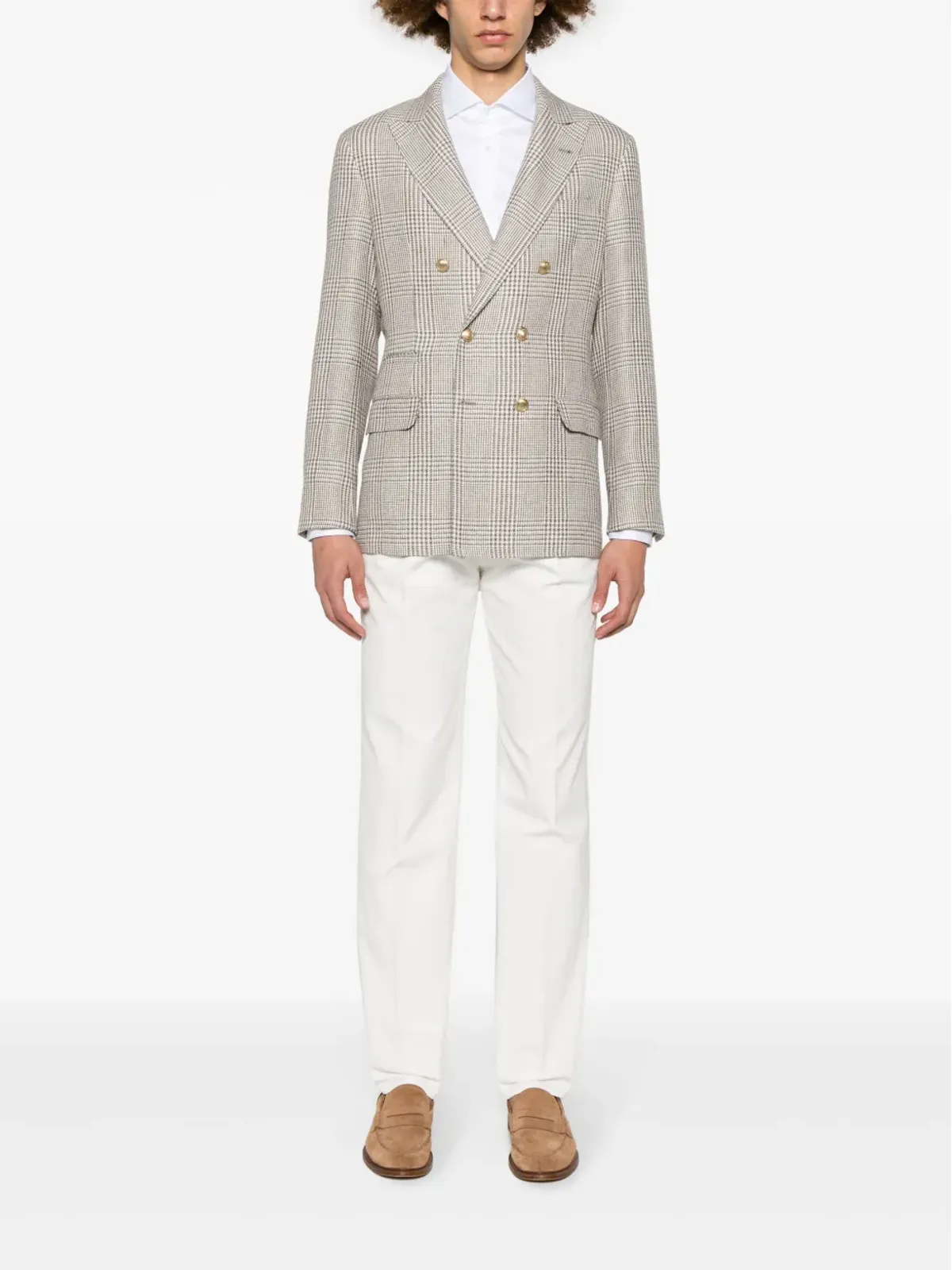 Brunello Cucinelli プリンスオブウェールズ チェック ブレザー - ホワイト - 画像2